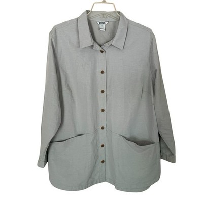 Duluth Trading Women Plus Sz.3X Gray Pockets Chore Outdoor Activity Beach Shirt