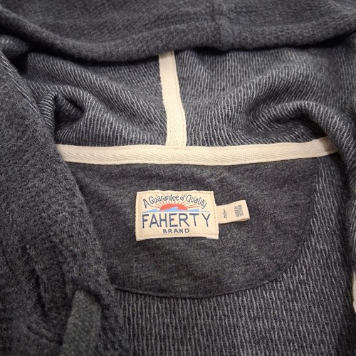 Faherty Hoodie Men's Large Full Zip Waffle Knit Cotton Cardigan Sweater EUC - Picture 3 of 8