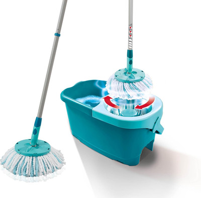 Leifheit Set CLEAN Twist Disc Mop Ergo 2.0, Bodenwischer Mit Mikrofaser Bezug Fü