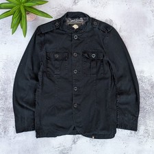 Pretty Green Military Field Jacket Black Cotton Utility Coat Men Sz M Mod Casual