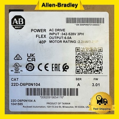 New AB 22D-D6P0N104 PowerFlex 2.2kW 3Hp AC Drive