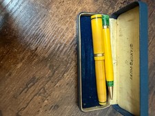 diamond point 14k nib fountain pen and pencil set rare yellow color with box