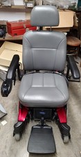 Invacare M51 Power Wheelchair Red Joystick Adjustable Footrests Flip Up Armrests