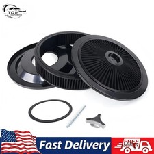 High Flow 14x3 Black Round Thru Washable Air Cleaner W Chrome Lid For Sbc Bbc