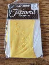 New Vintage Marianne Textured Pantyhose Size B Sheer Falling Hearts Bright Gold