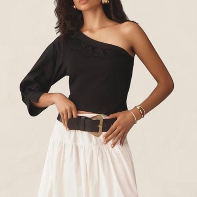 Anthropologie One Shoulder Puff Sleeve Top | small boho elevated basic