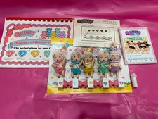 1991 Tyco Quints Baby Doll Rare Mail Order Set 5 Drink Wet Babies with Bonnets 