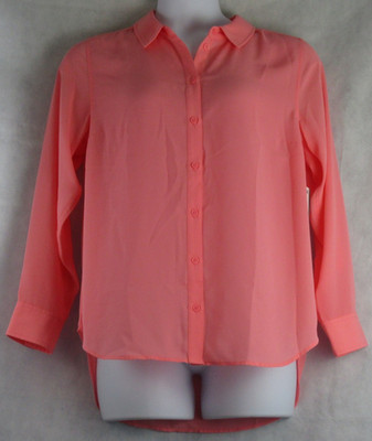 On 34th Women's Plus Size Button-Front Blouse, Salmon Rose, 0X