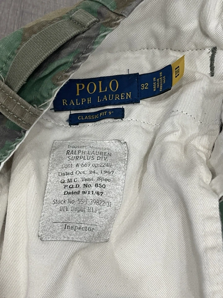Bermuda Polo Ralph Lauren Utility Surplus Div Camuflagem Verde Masculina Tamanho 32 8” Excelente Estado Usado - Imagem 4 de 4