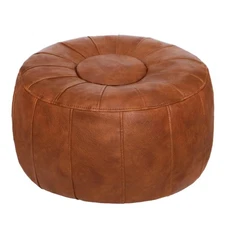Unstuffed Moroccan Storage Pouf Foot Stool Ottoman Seat Handmade Faux Leather...