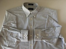 STAFFORD The Oxford Shirt Gray Striped Button-Down 18 34/35