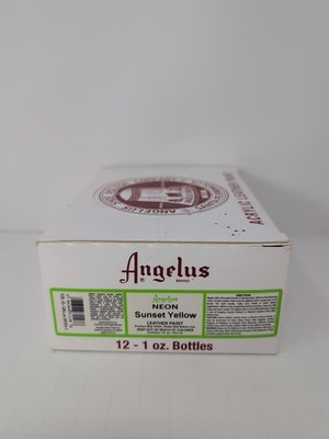 (12) 1 Oz Bottles Of Angelus Leather Neon Sunset Yellow Paint New