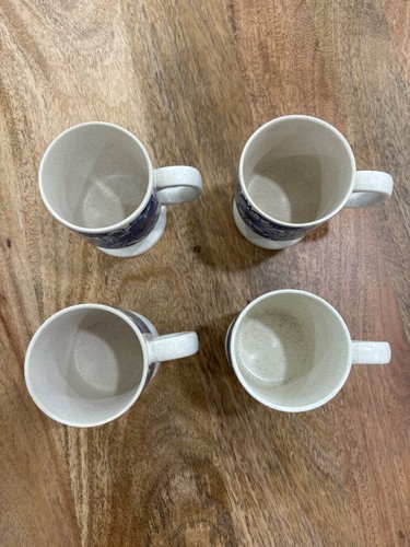 Vintage Set (4) blaue Blumen Standbecher Tassen MCM Kaffee Retro Mod 60er 70er - Bild 2 von 4