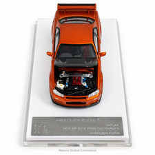 1/64 MH Motorhelix Skyline GT-R R34 V-Spec II Orange Diecast Open Hood