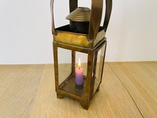 Ancienne lanterne à bougie en laiton fait main - Pays-Bas, début XXe siècle