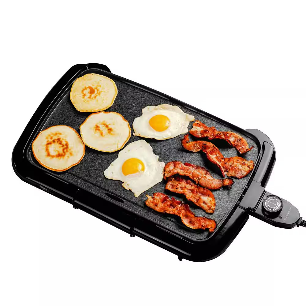 Electric Griddle Nonstick 16x10 Flat Top Grill Adjustable Temp Drip Tray 1200W