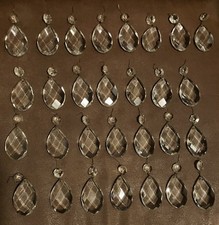 Vintage Chandelier Glass Teardrop Prism lot of 29. Crystal Faceted. 3.5  long