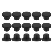 15Pcs Solid Silicone Hole Plug for 14mm/0.55" Hole, 0.39" Plug Height, Black