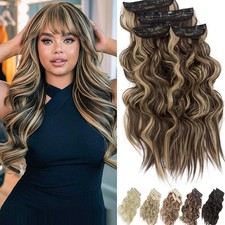 4 Piece Thick Full Head Clip In 100 Real As Human Hair Extensions Highlight 22"
