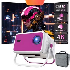 4K HD Projector 650 ANSI 1080P Auto Focus Android11 Wifi6 BT5.2 Portable Video