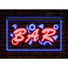 Bar Beer Cocktails Whiskey Jazz Music Illuminate Neon Sign Dual Color Two Tone
