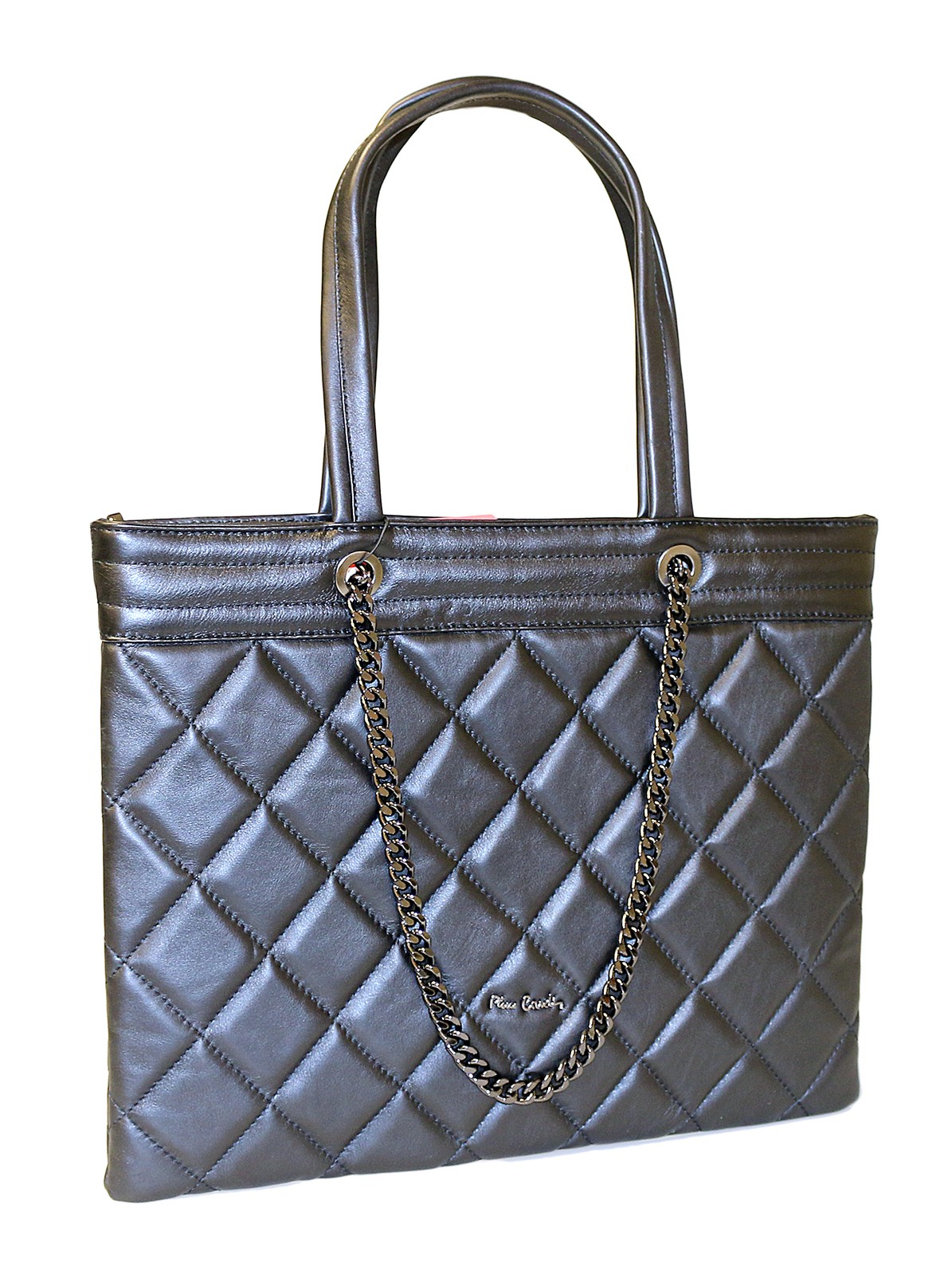 Большая черная структурированная квадратная сумка Pierre Cardin через плечо 11390₽