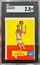 1957-58 Topps Bob Pettit Rookie Basketball Card #24 Vintage RC - SGC 2.5