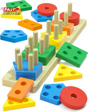 Montessori Toys for 1 2 3 Year Old Boys Girls Gifts, Wooden Shape Sorter Toys fo