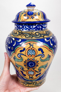 Vintage T. de la Reyna Puebla Mexican Talavera Ginger Jar with Lid