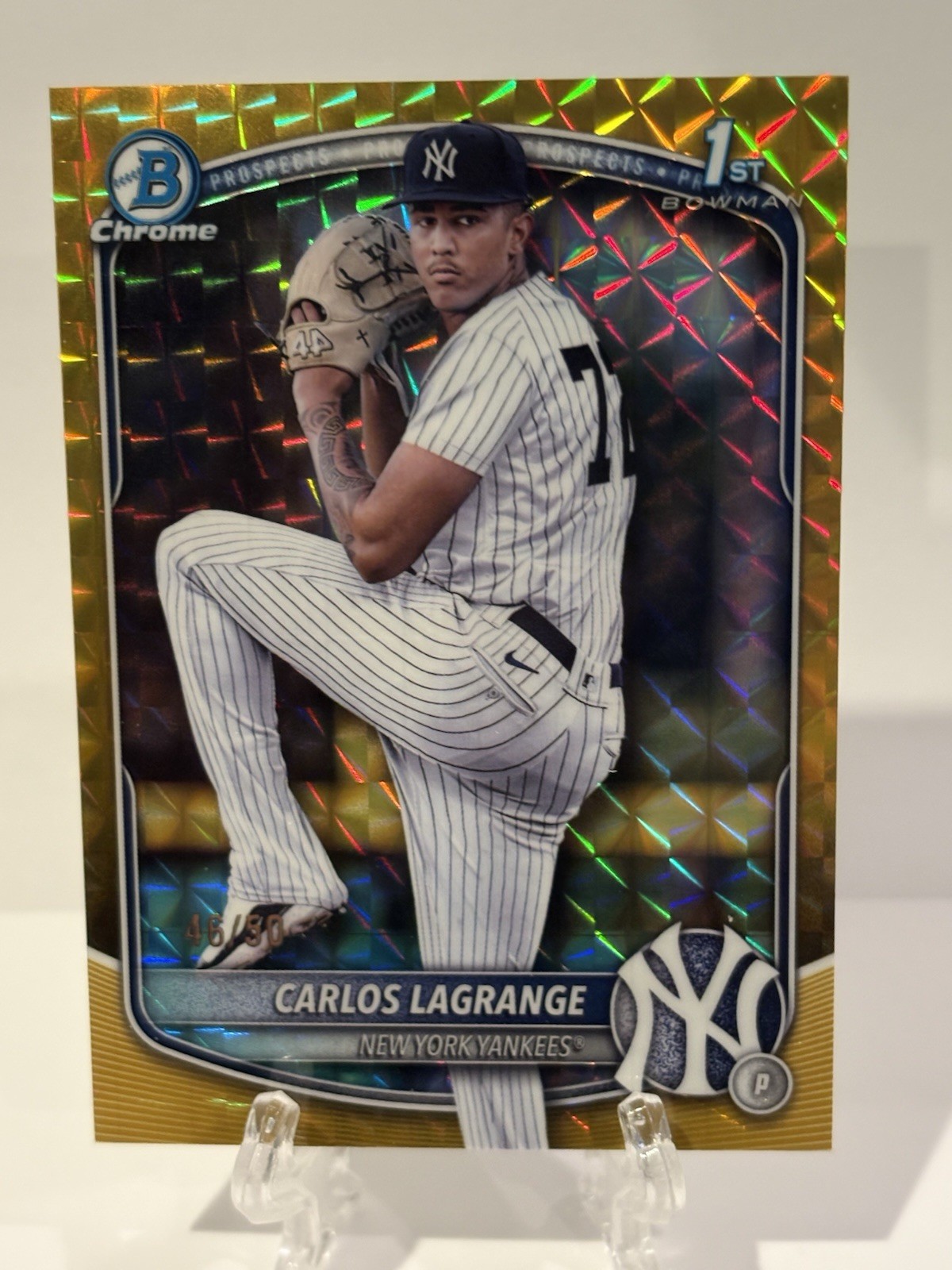 2025 Bowman Chrome #BCP-202 CARLOS LAGRANGE 1st Gold Geometric /50 Yankees RC