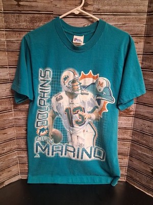 Vtg Pro Player Miami Dolphins Dan Marino Medium Single Stitch T-shirt 90 s LOOK!