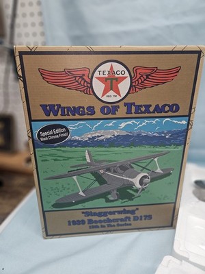 NEW Wings Of Texaco Staggerwing 1939 Beechcraft D175 Die Cast Bank Black Chrome