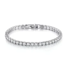 14K White Gold Over Round Cut Lab Created Diamond Tennis Bracelet 4.00 Ct