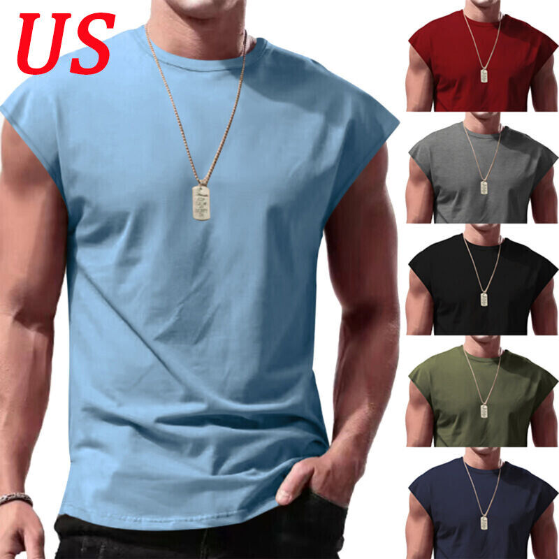 US Men Workout Tank Tops Bodybuilding Shirts Sleeveless Athletic Muscle T-shirt
