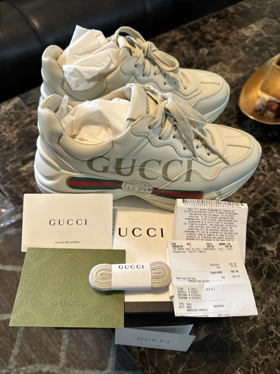 Women's Rhyton Gucci logo leather sneaker