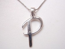 The Letter "P" 925 Sterling Silver Necklace p Initial