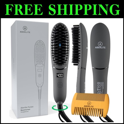Compact Ionic Beard Straightener - Anti-Scald Heat Brush for Perfect Grooming