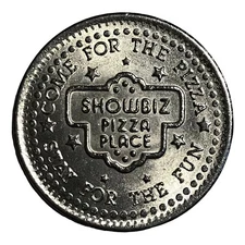 Vintage Showbiz Pizza Place Coin - Collectible Silver Play Value Token