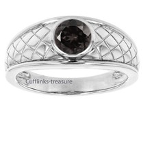Natural Smoky Quartz Gemstone with 925 Sterling Silver Ring for Men's 956