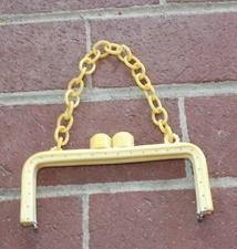 VINTAGE PURSE HANDLES FRAMES IVORY LIGHT YELLOW PLASTIC BAKELITE?