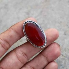 925 Sterling Silver Handmade Garnet Gemstone Statement Beautiful Woman Ring R91