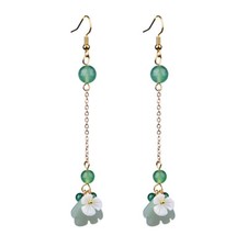 Green Jade Flower Earrings Women Jadeite Jewelry Natural Stone 925 Silver