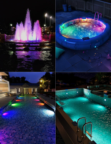 Solar Pool Lights, Solar Powered Submersible LED Lights with Remote IP68 Waterpr - 第 6/12 張圖片