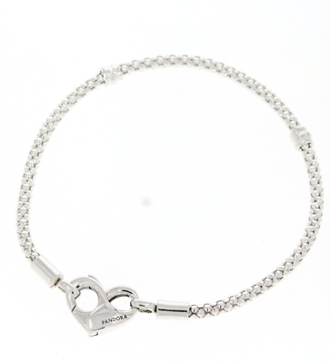 GENUINE PANDORA Moments Studded Chain Heart Clasp Bracelet