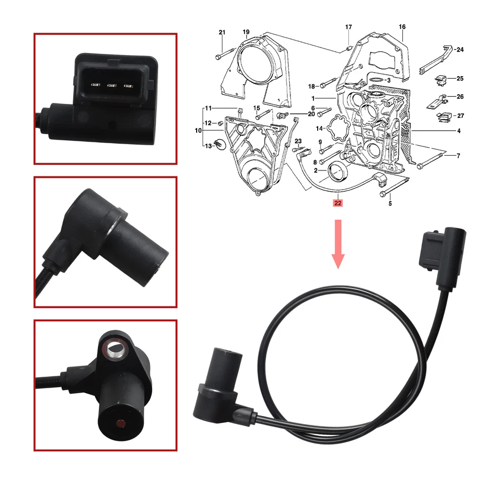 Sensor de posición del cigüeñal CPS compatible con BMW 325i 325is E30 E34 E36 12141720854 Foto 3 de 4