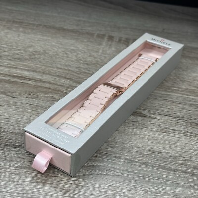 NEW Michele Rose Gold Steel Pink Silicone Wrapped Strap For