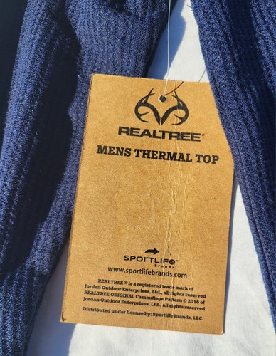 Camisa Realtree Para Hombres Mediana Azul Tejida Manga Larga Henley Pullover Aire Libre Comodidad - Imagen 10 de 10
