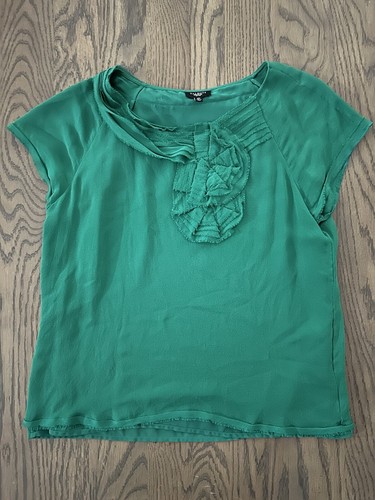 talbots verde 100% seta impreziosito top foderato 10P - Foto 3 di 10
