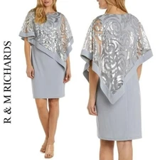 NWT R&M RICHARDS Plus Swirl Sequin Poncho Party Cocktail Mini Dress 16W, 18W,20W
