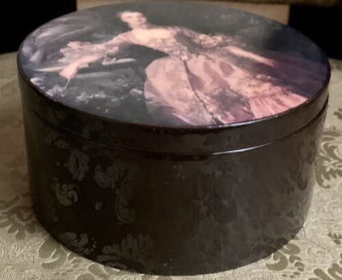 Portagioie musicale rotondo laccato nero donna vittoriana "Edelweiss" FUNZIONANTE - Foto 3 di 6